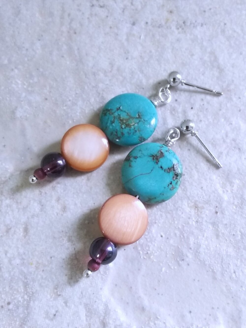 Beaded Stack Earrings: turquoise, tan, mauve! Boho Coastal Cowgirl Southwestern